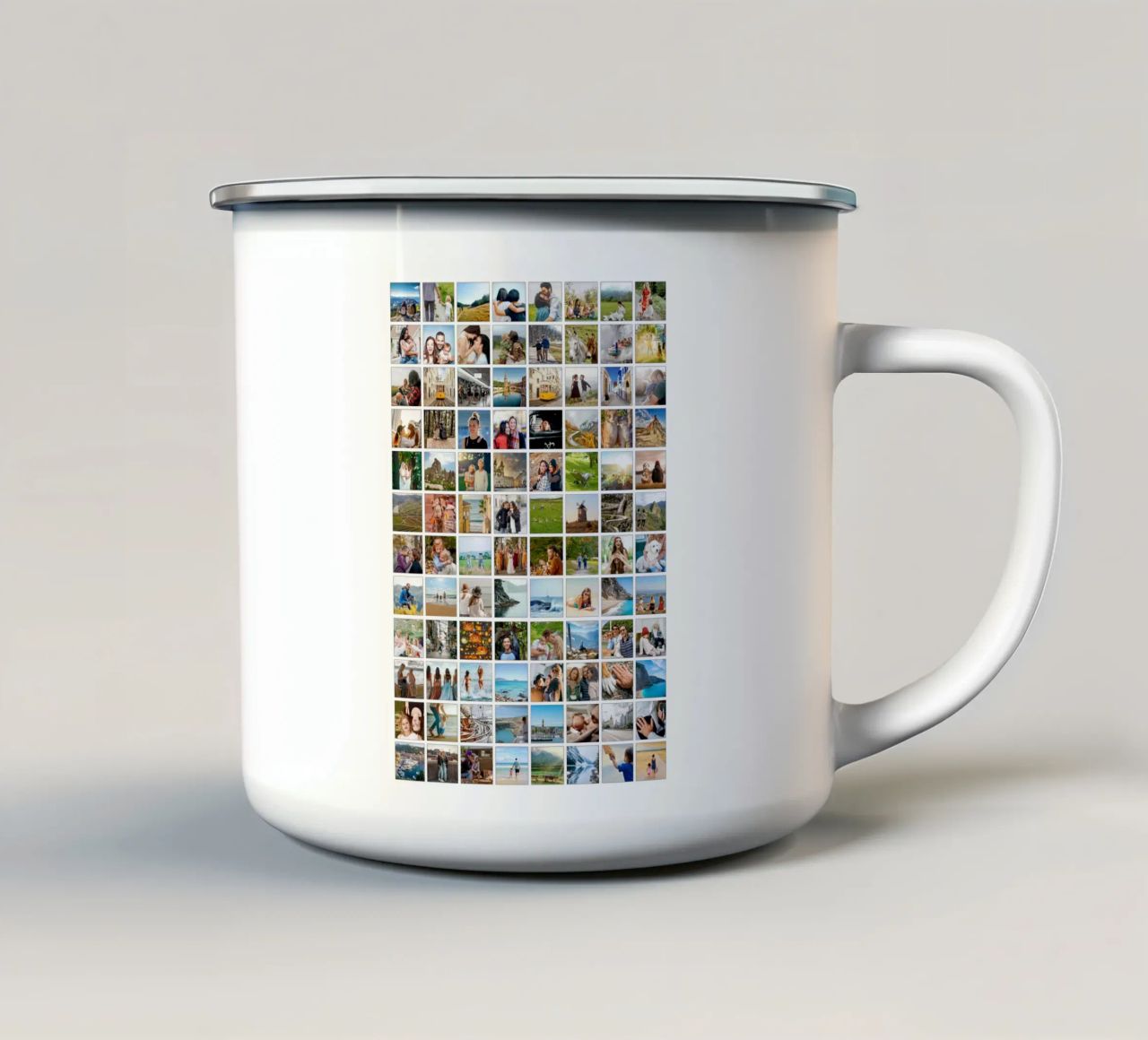 Maxi-Fotocollage • 96 Bilder • Große XXL Fotowand Emaille Tasse von Bildschön | Fotocollagen