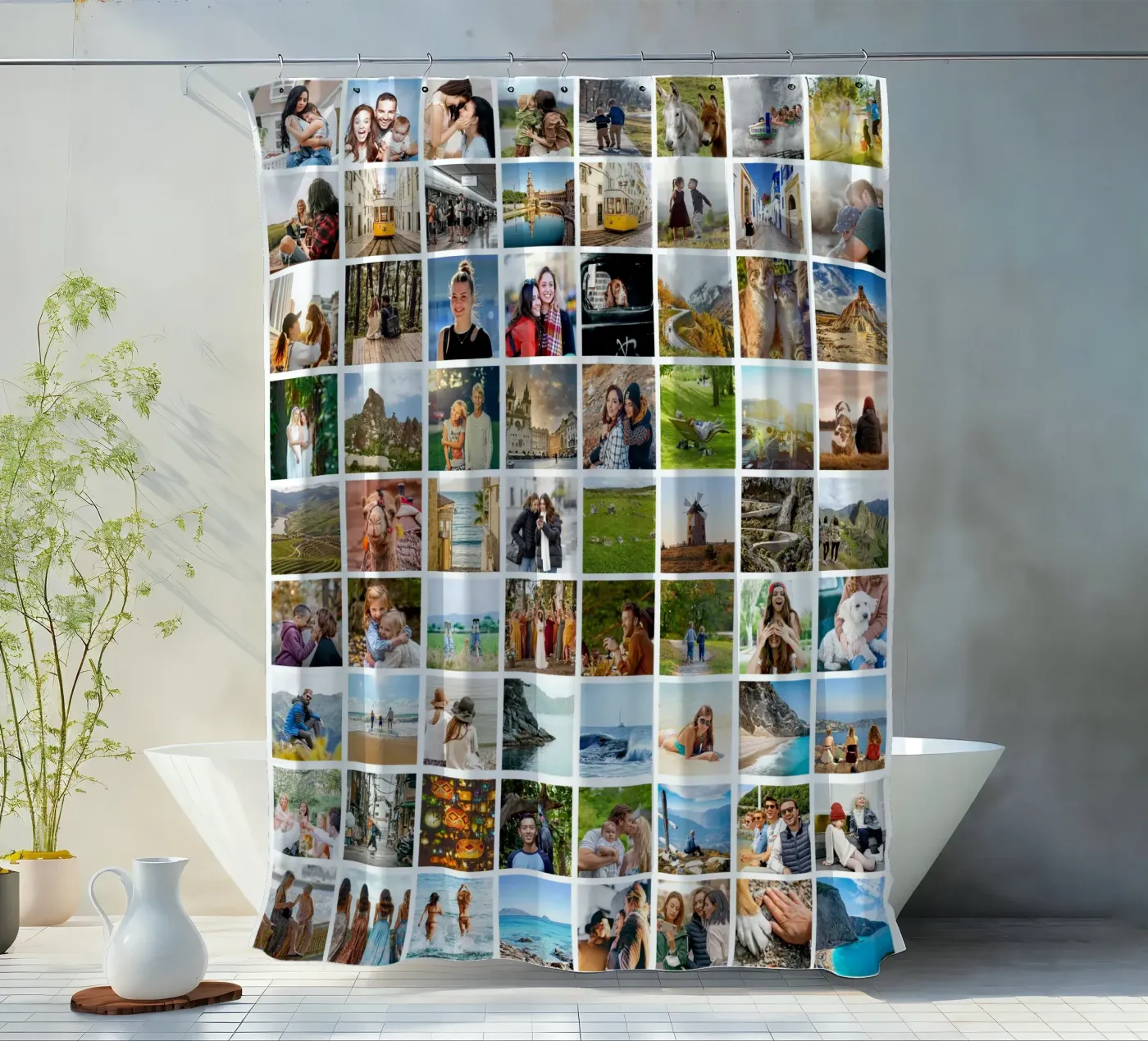 Maxi-Fotocollage • 96 Bilder • Große XXL Fotowand Duschvorhang von Bildschön | Fotocollagen
