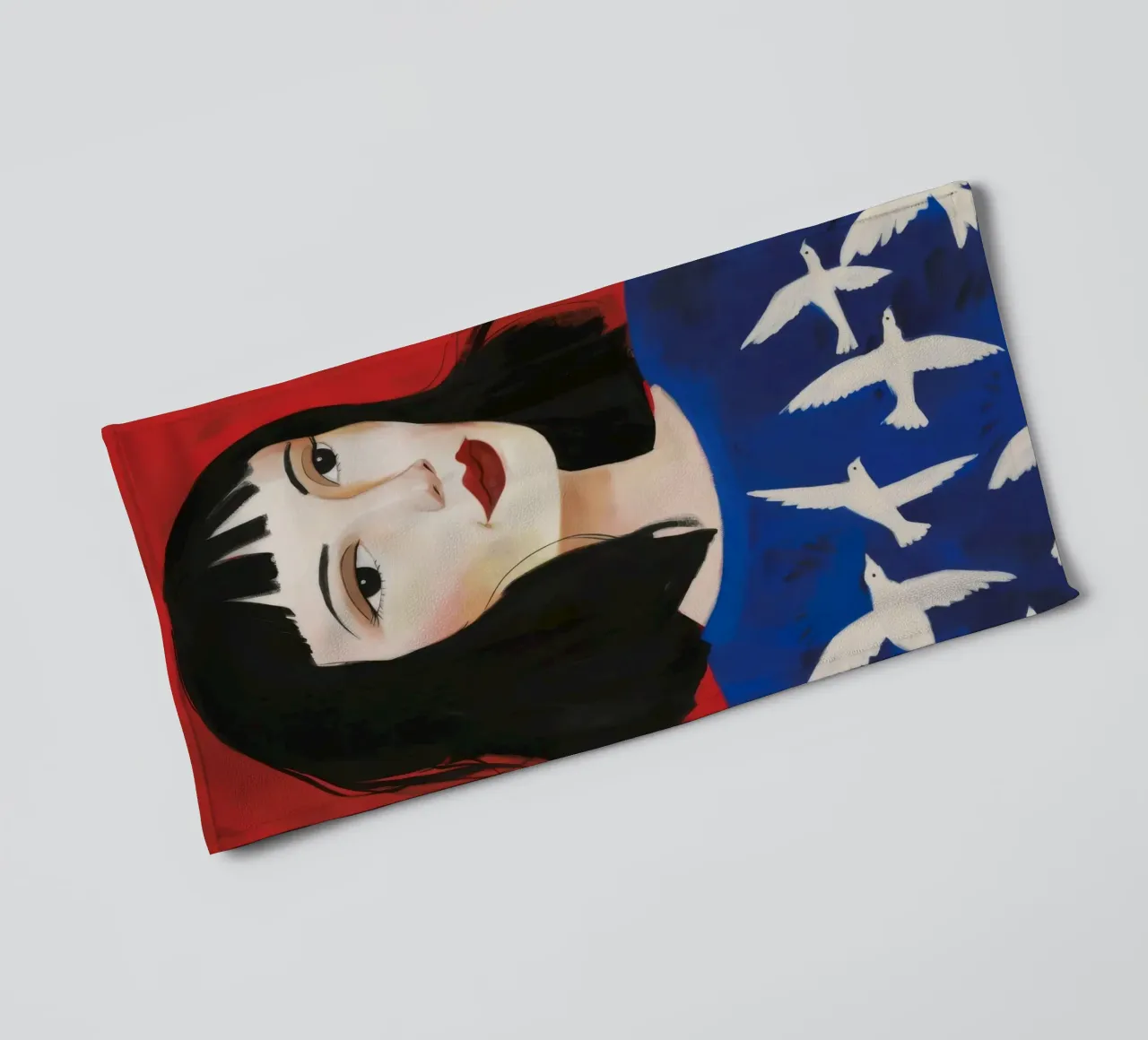 Cobalt Bird Muse towel by Aether Brush