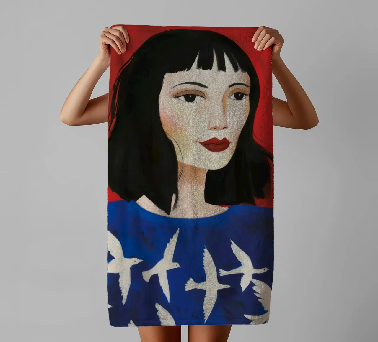 Cobalt Bird Muse towel by Aether Brush