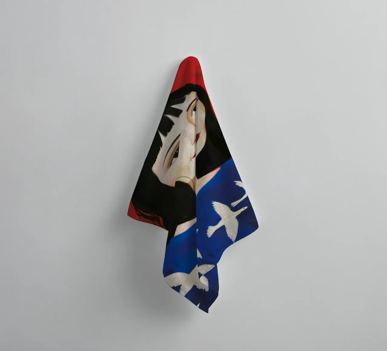 Cobalt Bird Muse towel by Aether Brush