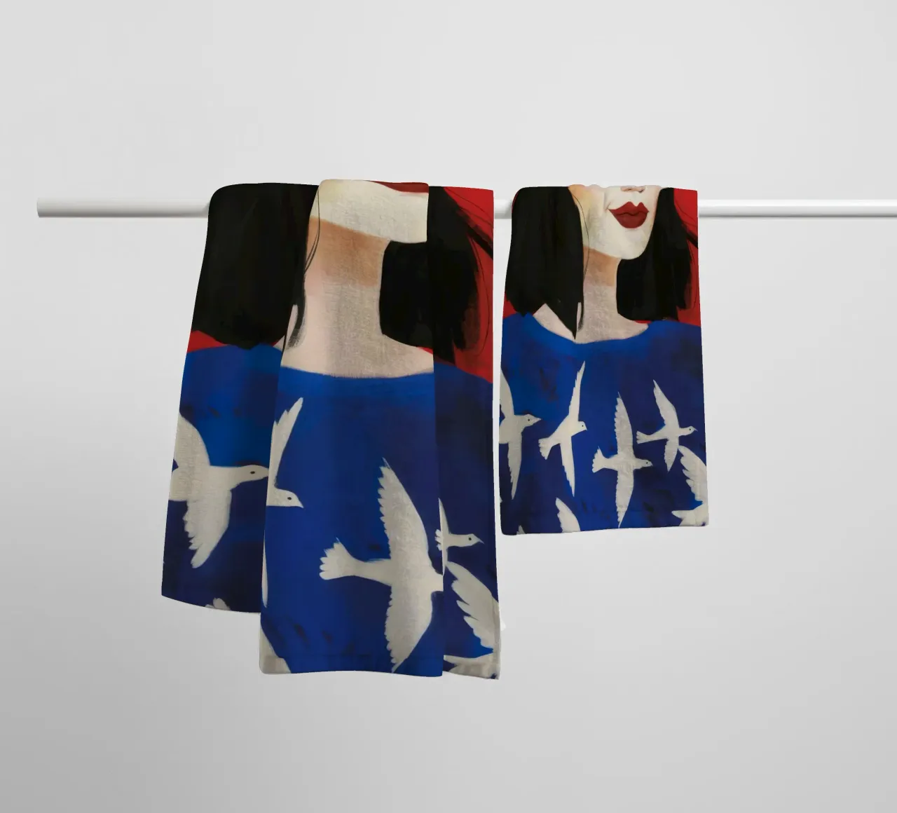 Cobalt Bird Muse towel by Aether Brush