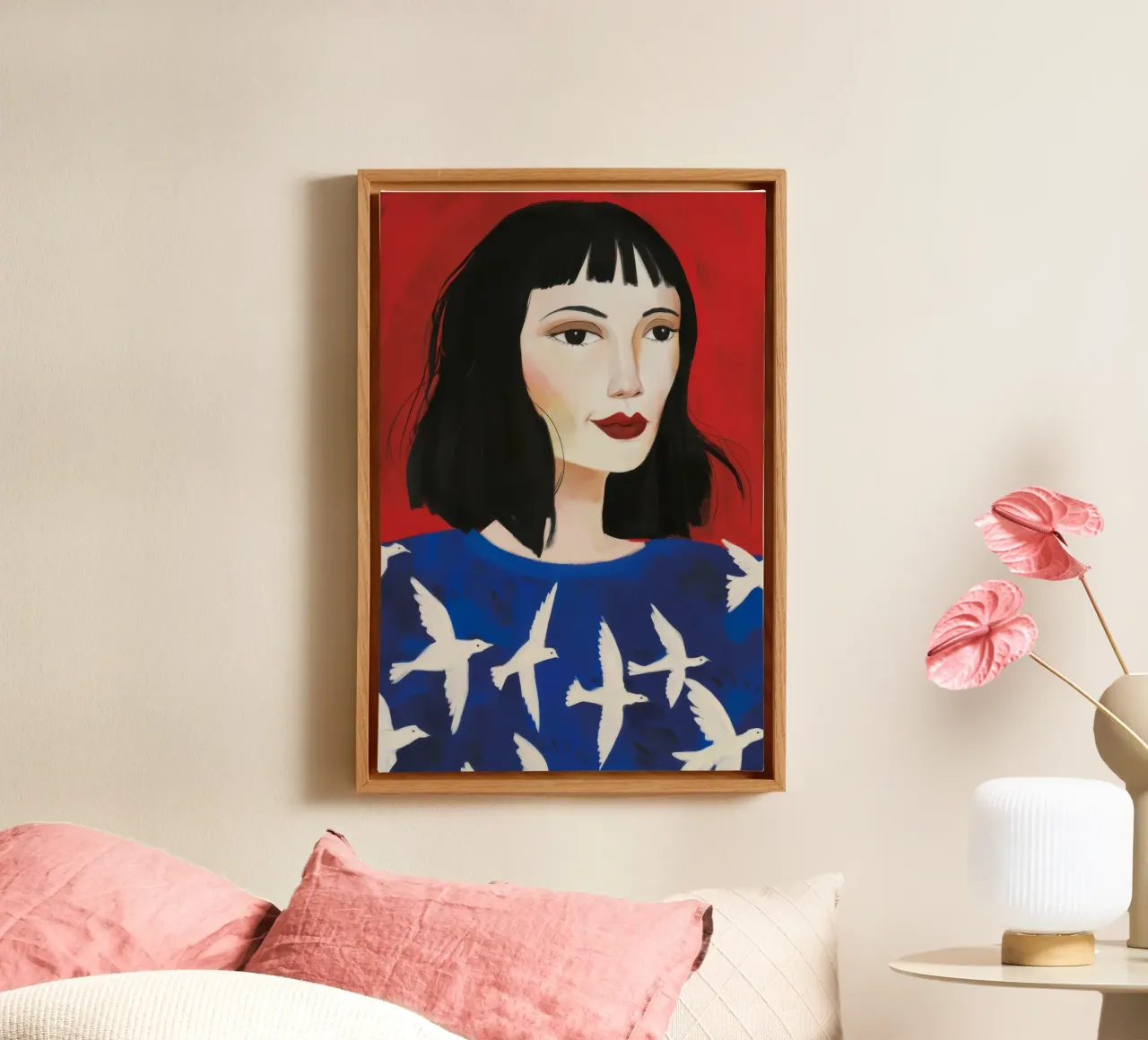 Cobalt Bird Muse canvas by Aether Brush