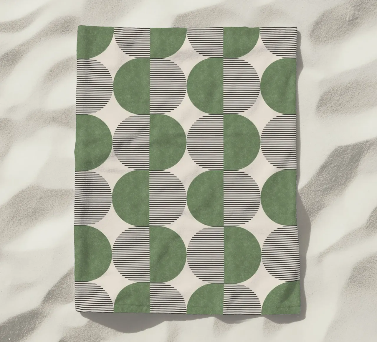 Half-circle Stripes Pattern - Green beach towel by MoonlightPrint