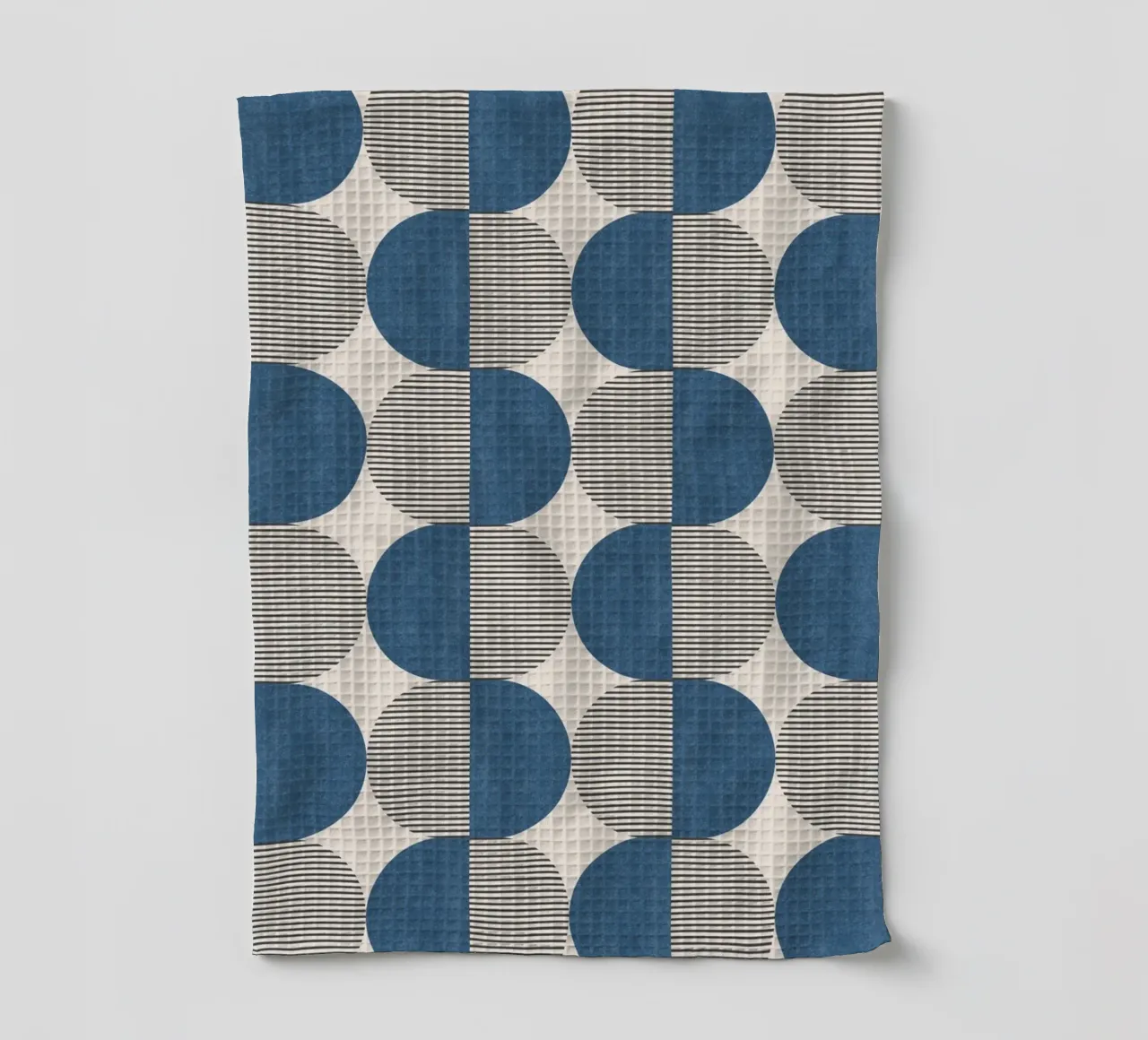 Half-circle Stripes Pattern - Blue Navy tea towel by MoonlightPrint