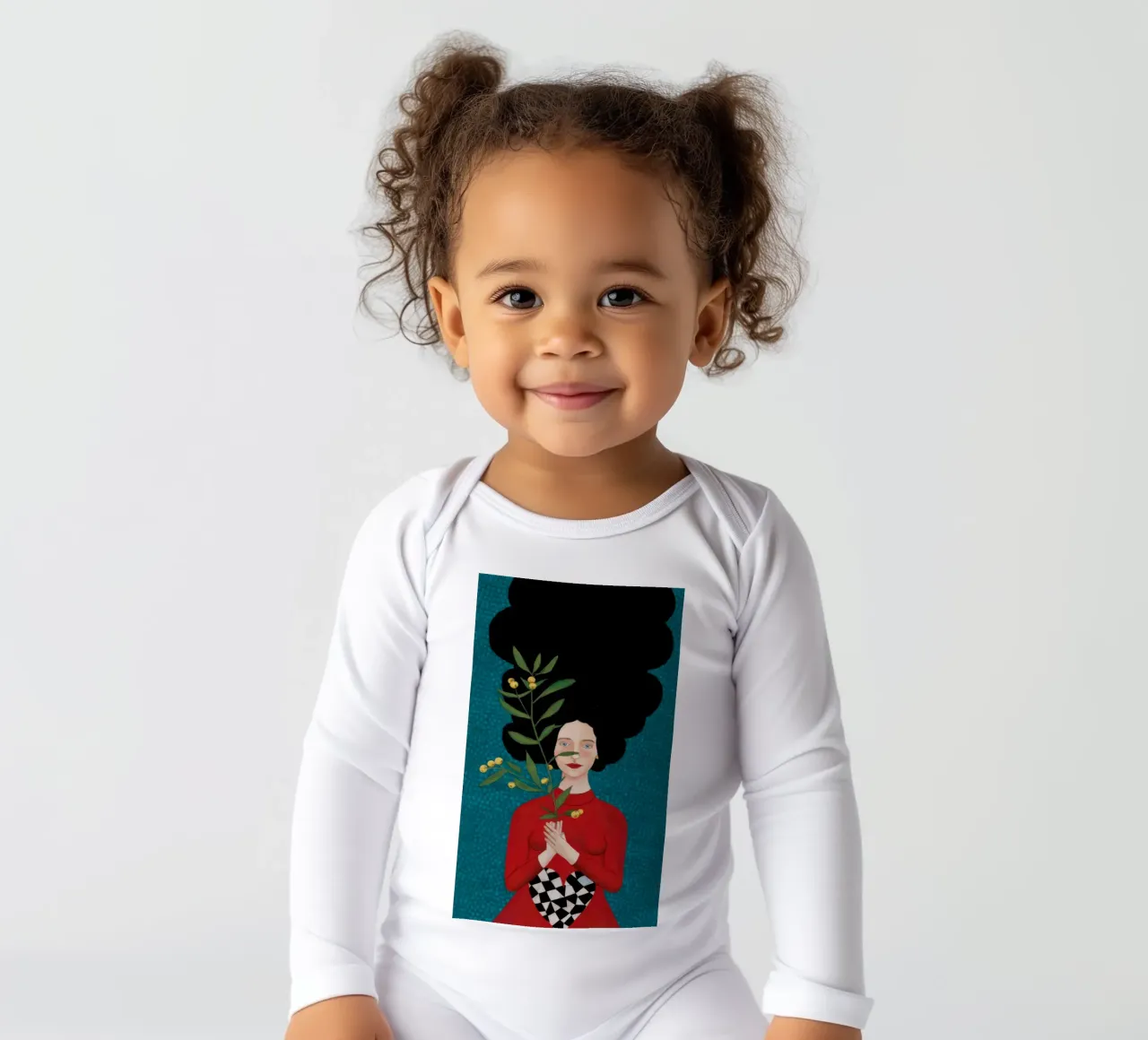 Whispering Leaf Enigma long-sleeve baby romper by Aether Brush