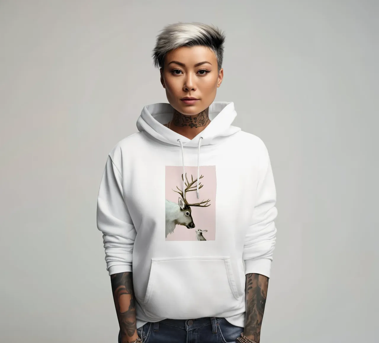 Reindeer And Rabbit felpa con cappuccio da Laura Graves