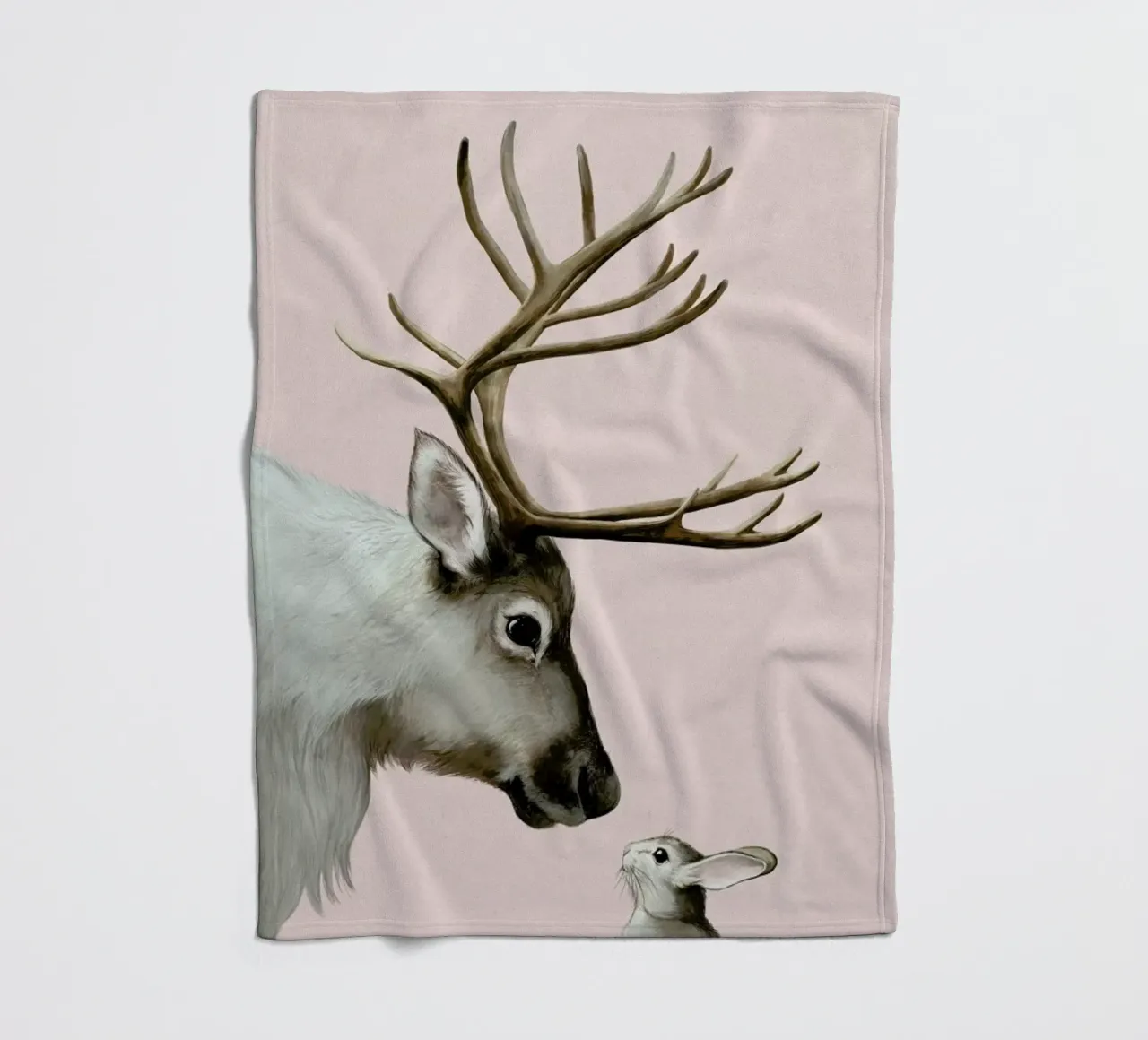 Reindeer And Rabbit coperta in pile da Laura Graves