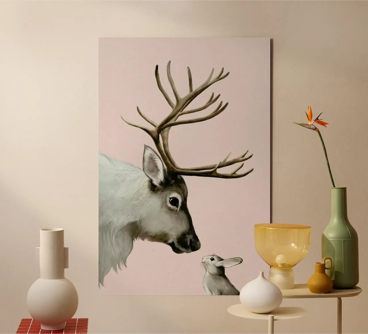 Reindeer And Rabbit alluminio dibond da Laura Graves