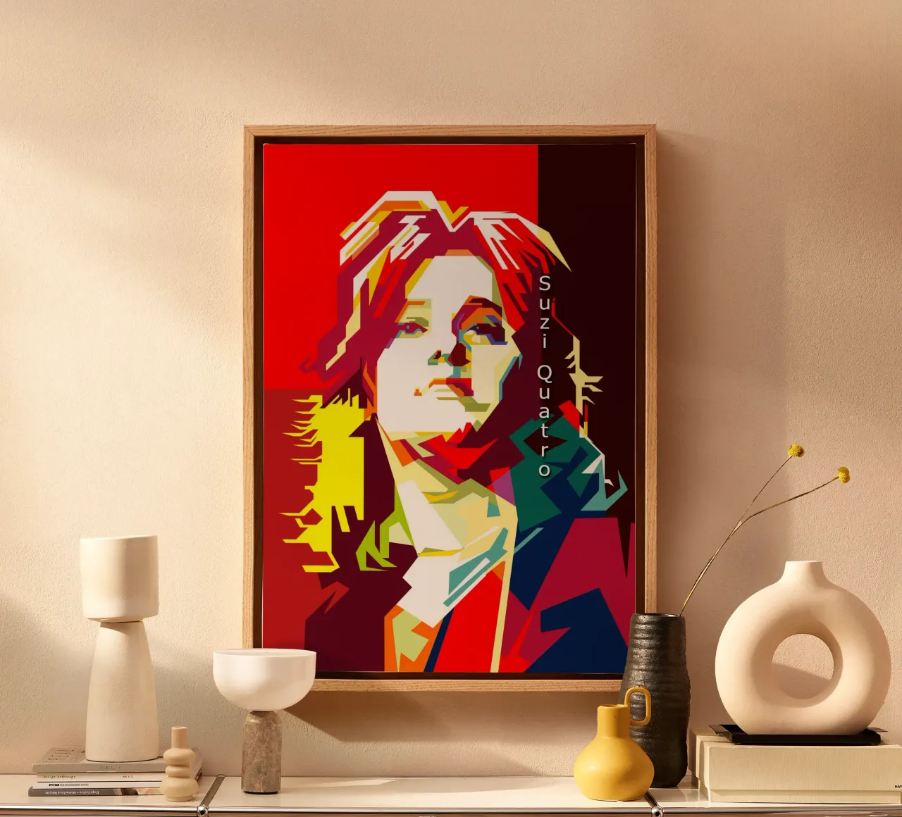 Suzi Quatro cantante rock musicista WPAP Trending Now tela con Cornice a cassetta da Artkreator