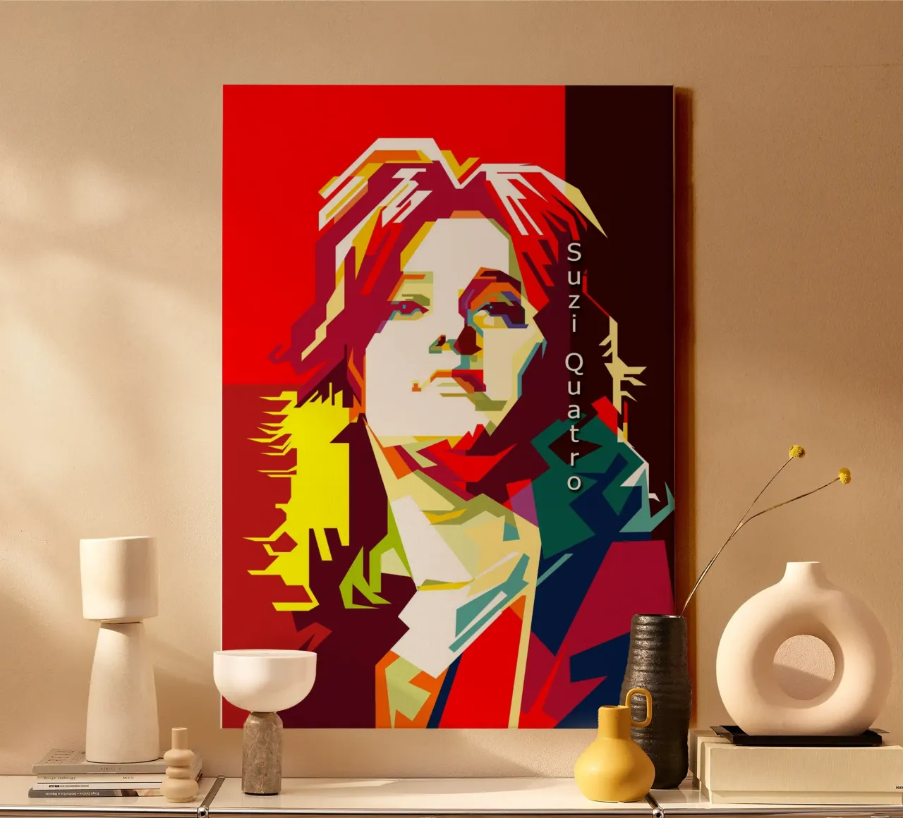 Suzi Quatro cantante rock musicista WPAP Trending Now tela con Cornice a cassetta da Artkreator