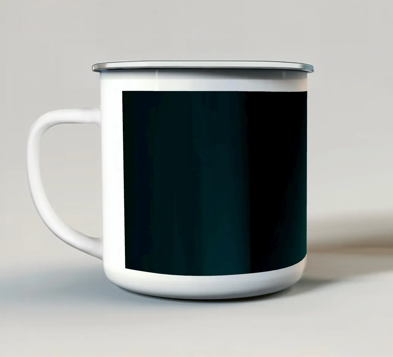 Astratto lunatico con illuminazione verde acqua e design minimalista tazza in smalto da DesignDoodle