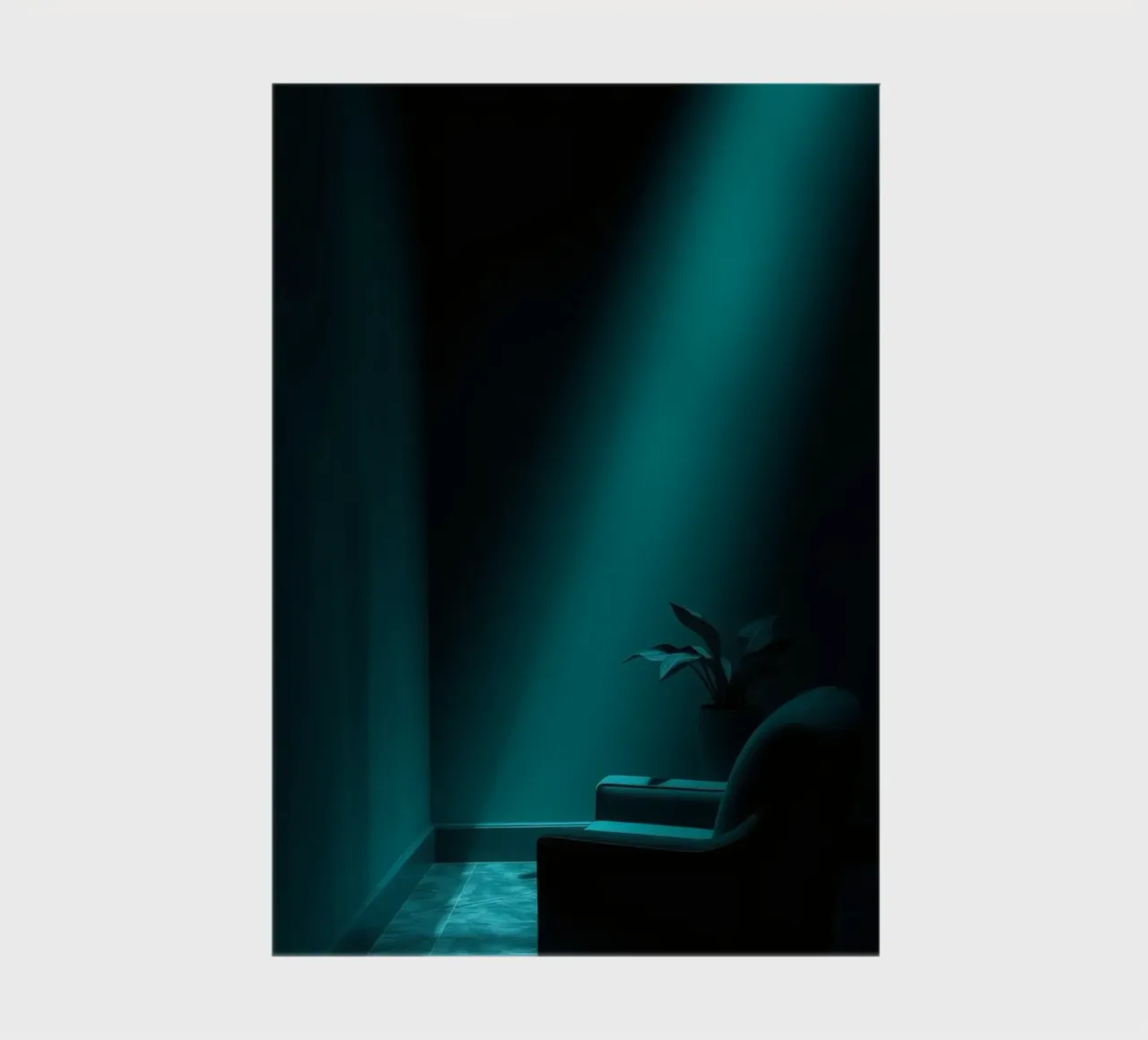 Moody abstract with teal lighting and minimalist design notebook by DesignDoodle