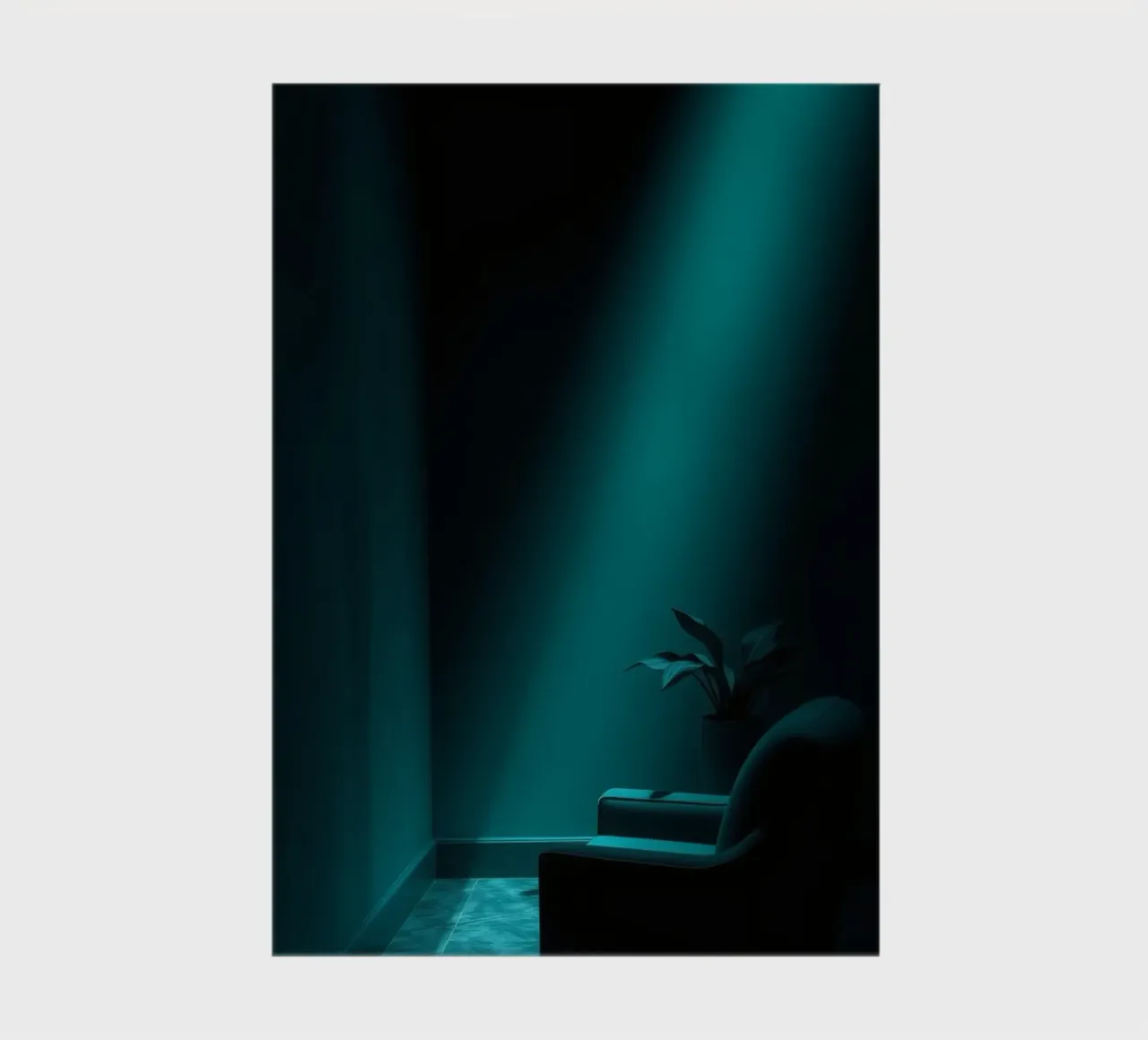 Moody abstract with teal lighting and minimalist design notebook by DesignDoodle