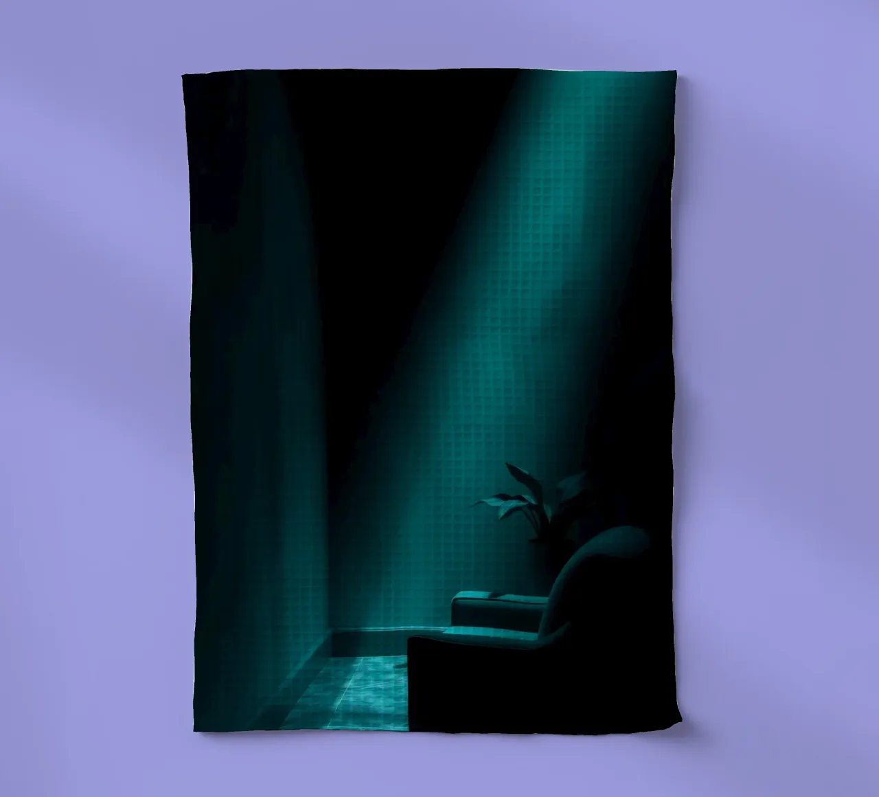 Une abstraction lunatique avec un éclairage sarcelle et un design minimaliste torchon de DesignDoodle