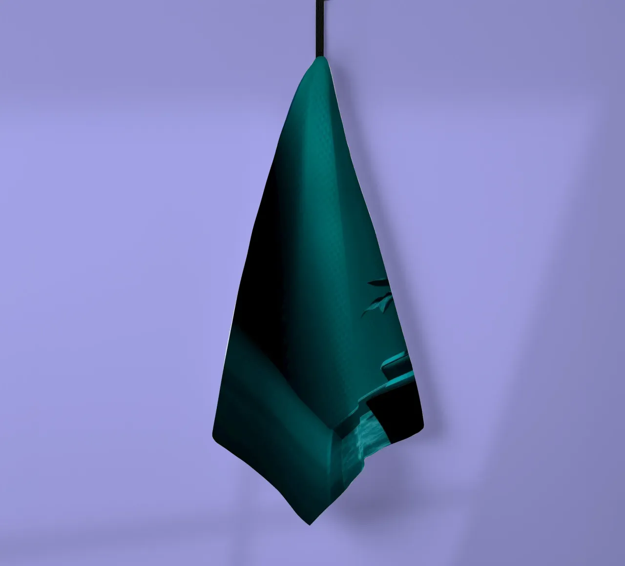 Une abstraction lunatique avec un éclairage sarcelle et un design minimaliste torchon de DesignDoodle