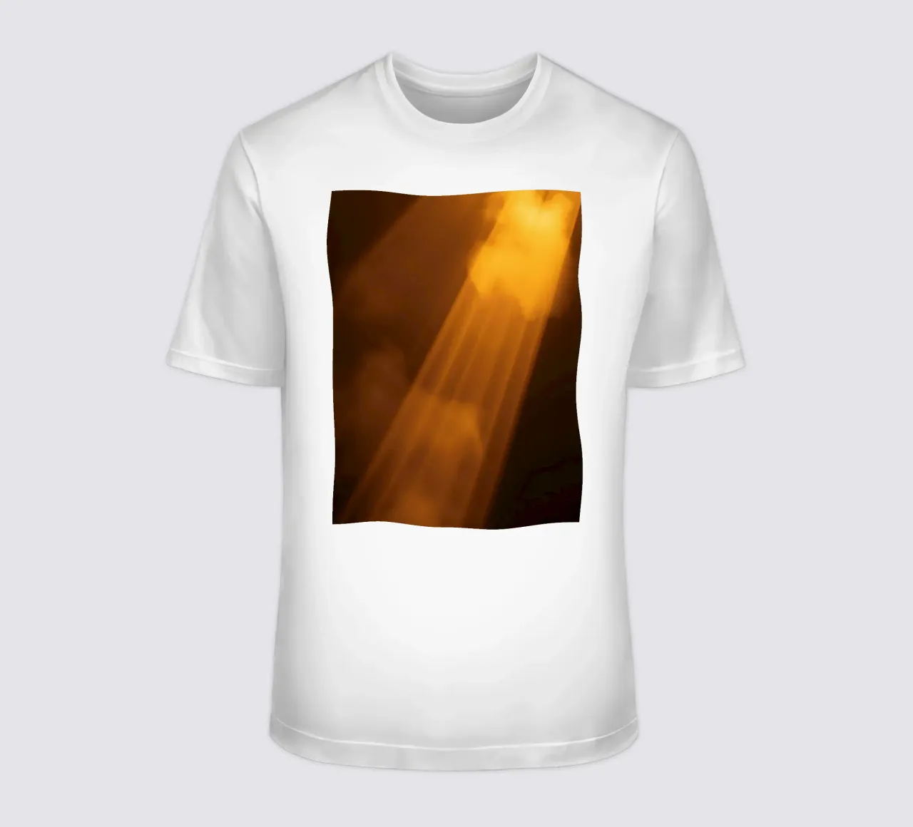 Abstract warm light rays filtering through a dark space t-shirt by DesignDoodle