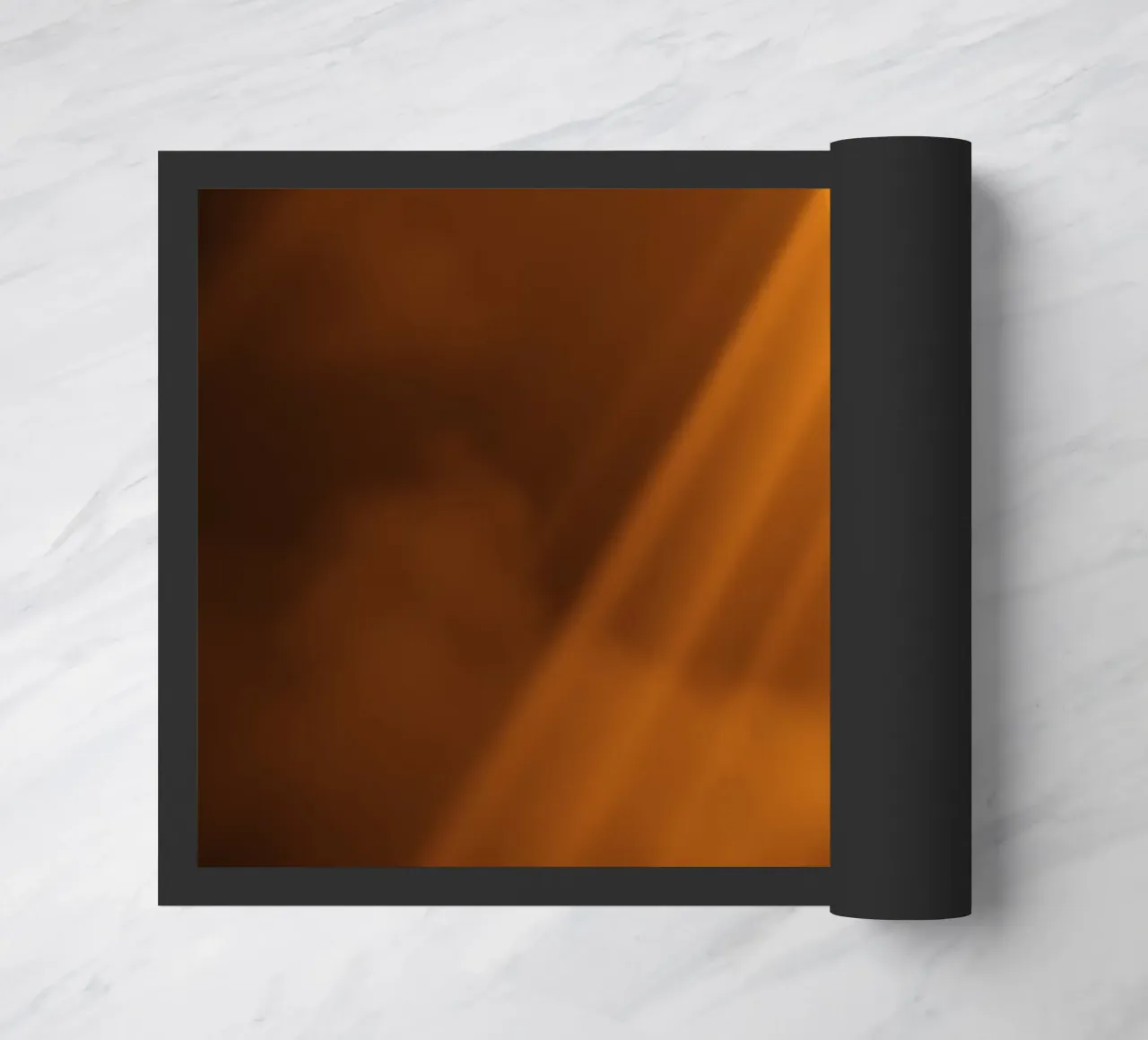 Abstract warm light rays filtering through a dark space doormat by DesignDoodle