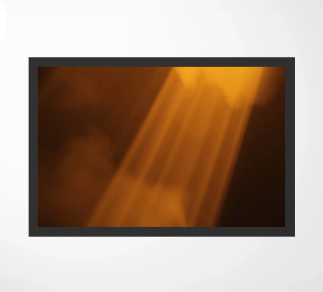 Abstract warm light rays filtering through a dark space doormat by DesignDoodle