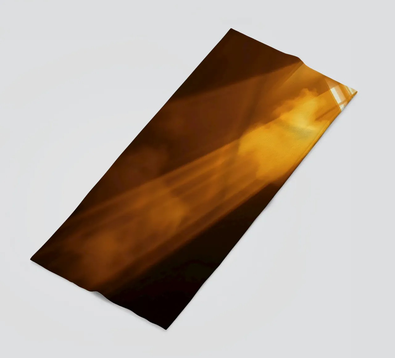 Abstract warm light rays filtering through a dark space beach towel by DesignDoodle