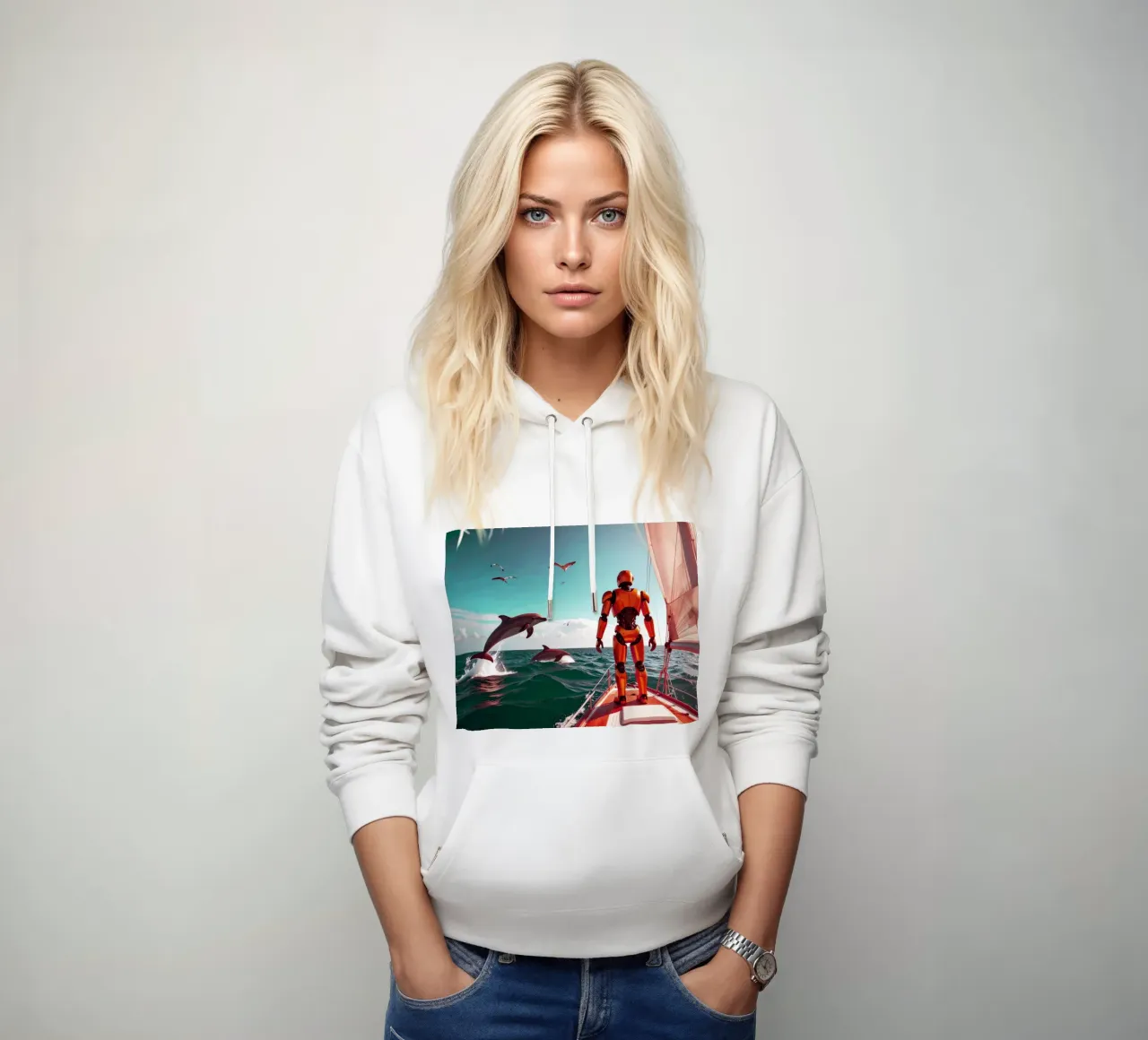 ROBOT SUR UN VOILIER. Eau verte felpa con cappuccio da Thierry vobmann photography