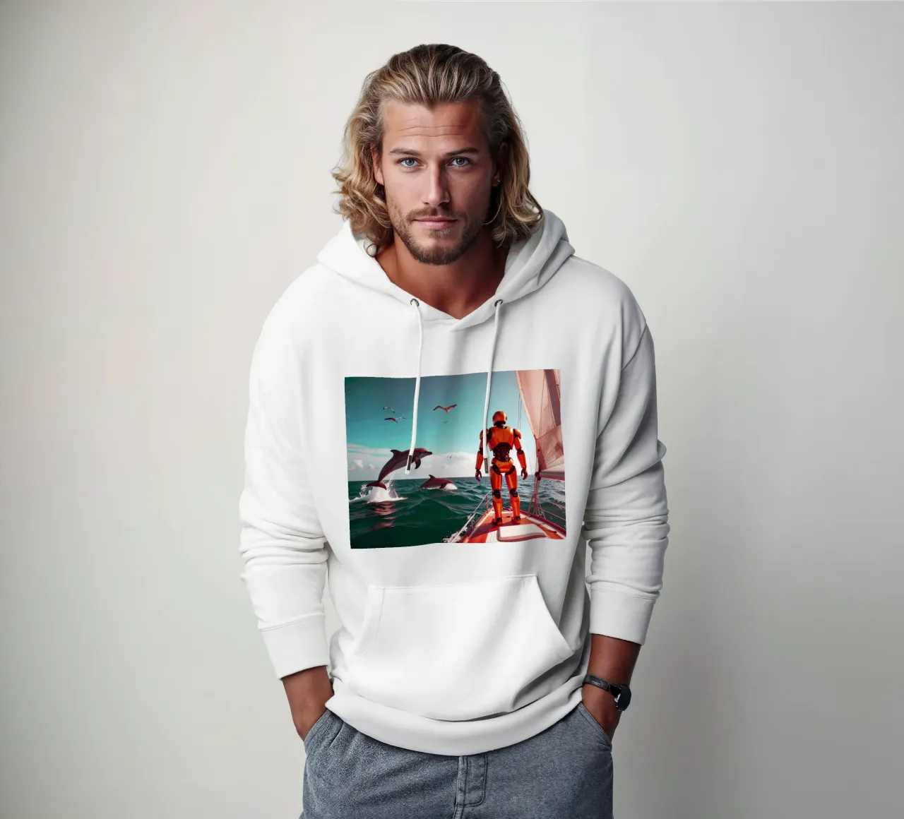 ROBOT SUR UN VOILIER. Eau verte felpa con cappuccio da Thierry vobmann photography