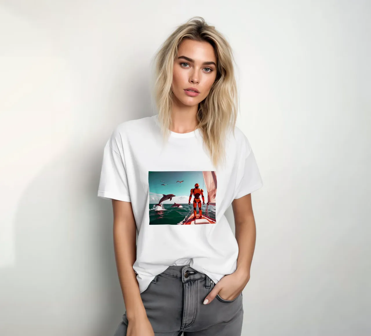 ROBOT SUR UN VOILIER. Eau verte t-shirt da Thierry vobmann photography