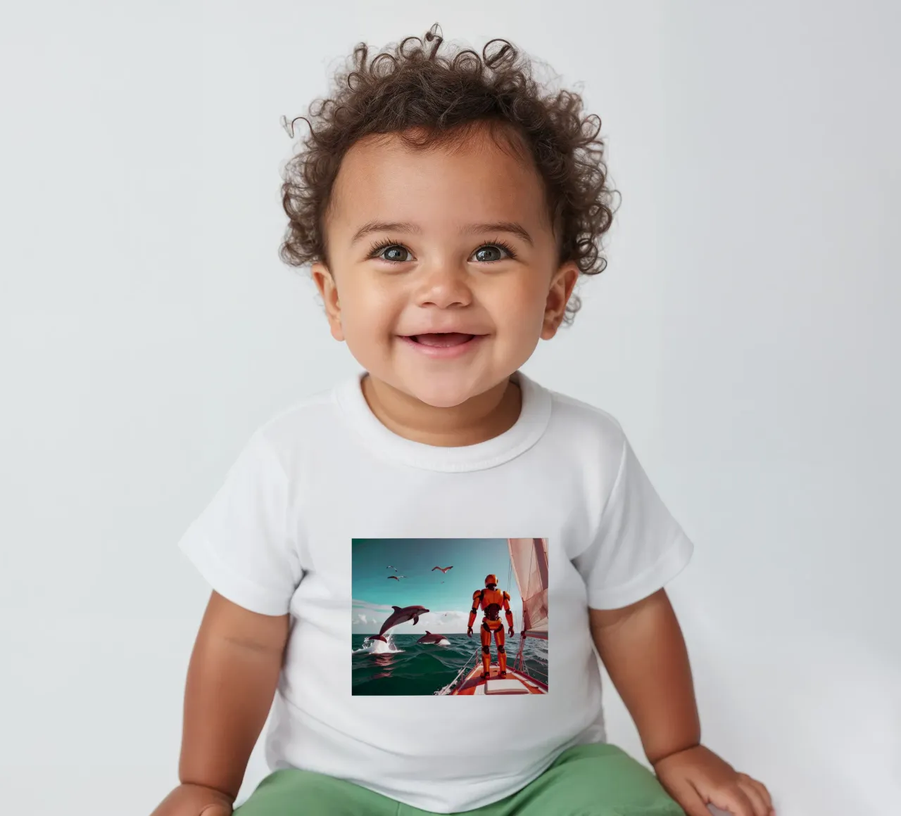 ROBOT SUR UN VOILIER. Eau verte maglietta neonato da Thierry vobmann photography