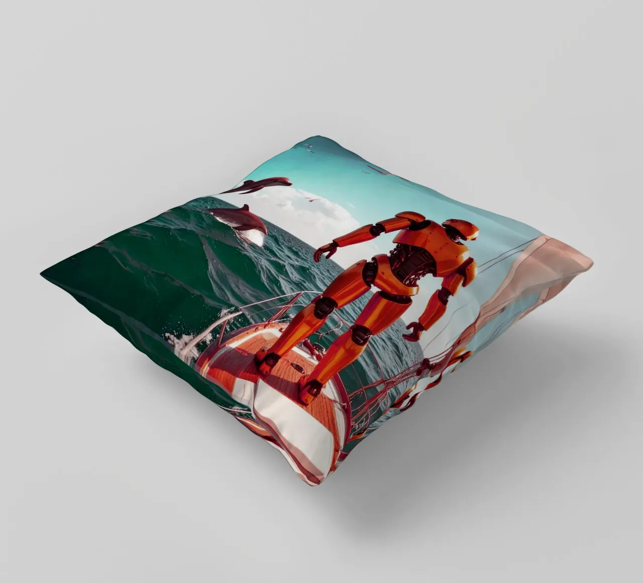 ROBOT SUR UN VOILIER. Eau verte cuscino da Thierry vobmann photography