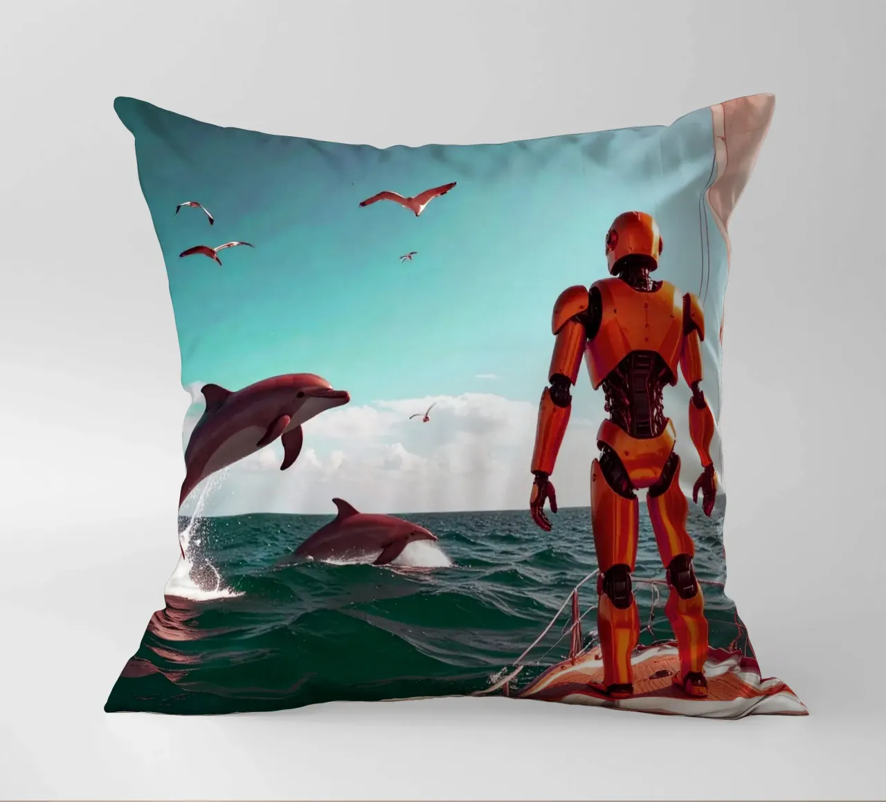 ROBOT SUR UN VOILIER. Eau verte cuscino da Thierry vobmann photography