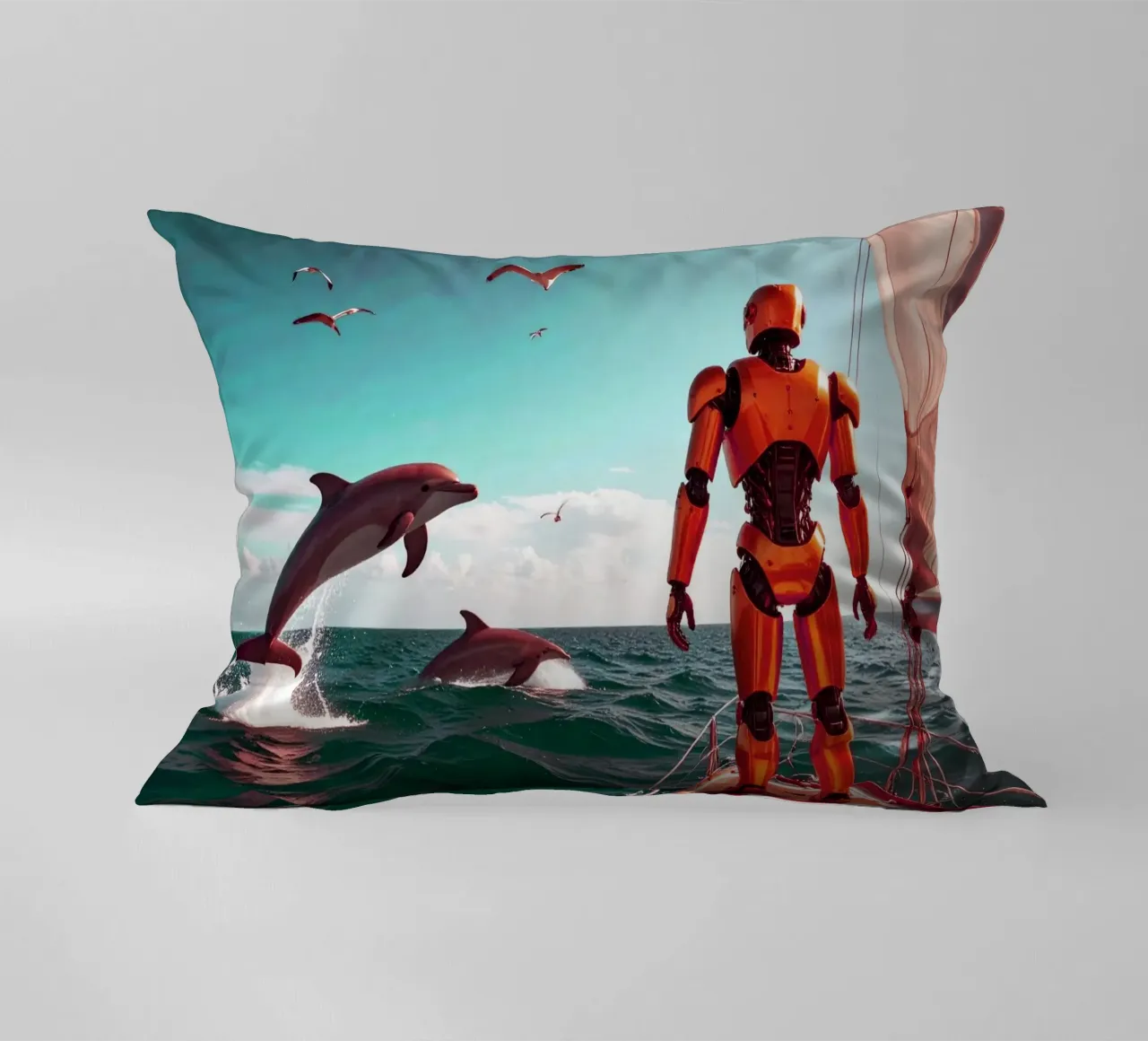 ROBOT SUR UN VOILIER. Eau verte cuscino da Thierry vobmann photography