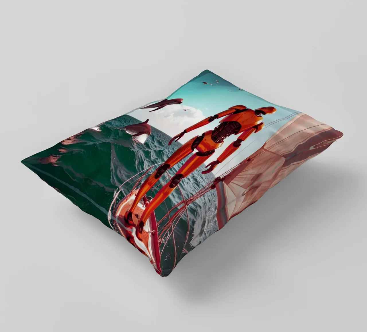 ROBOT SUR UN VOILIER. Eau verte cuscino da Thierry vobmann photography