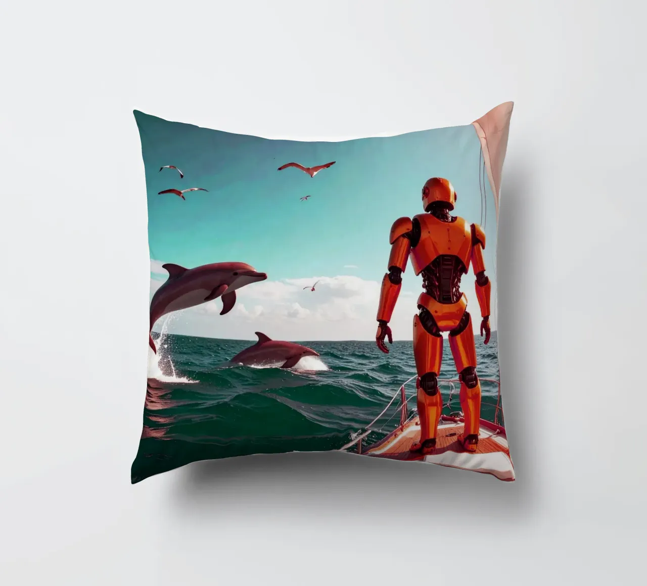 ROBOT SUR UN VOILIER. Eau verte cuscino da Thierry vobmann photography