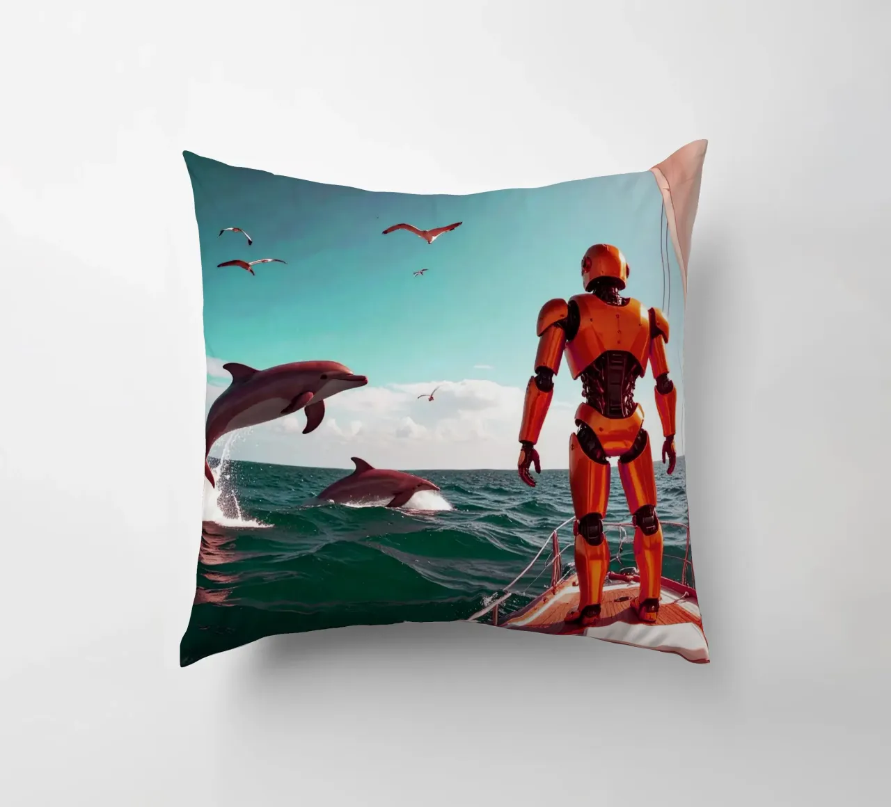 ROBOT SUR UN VOILIER. Eau verte cuscino da Thierry vobmann photography