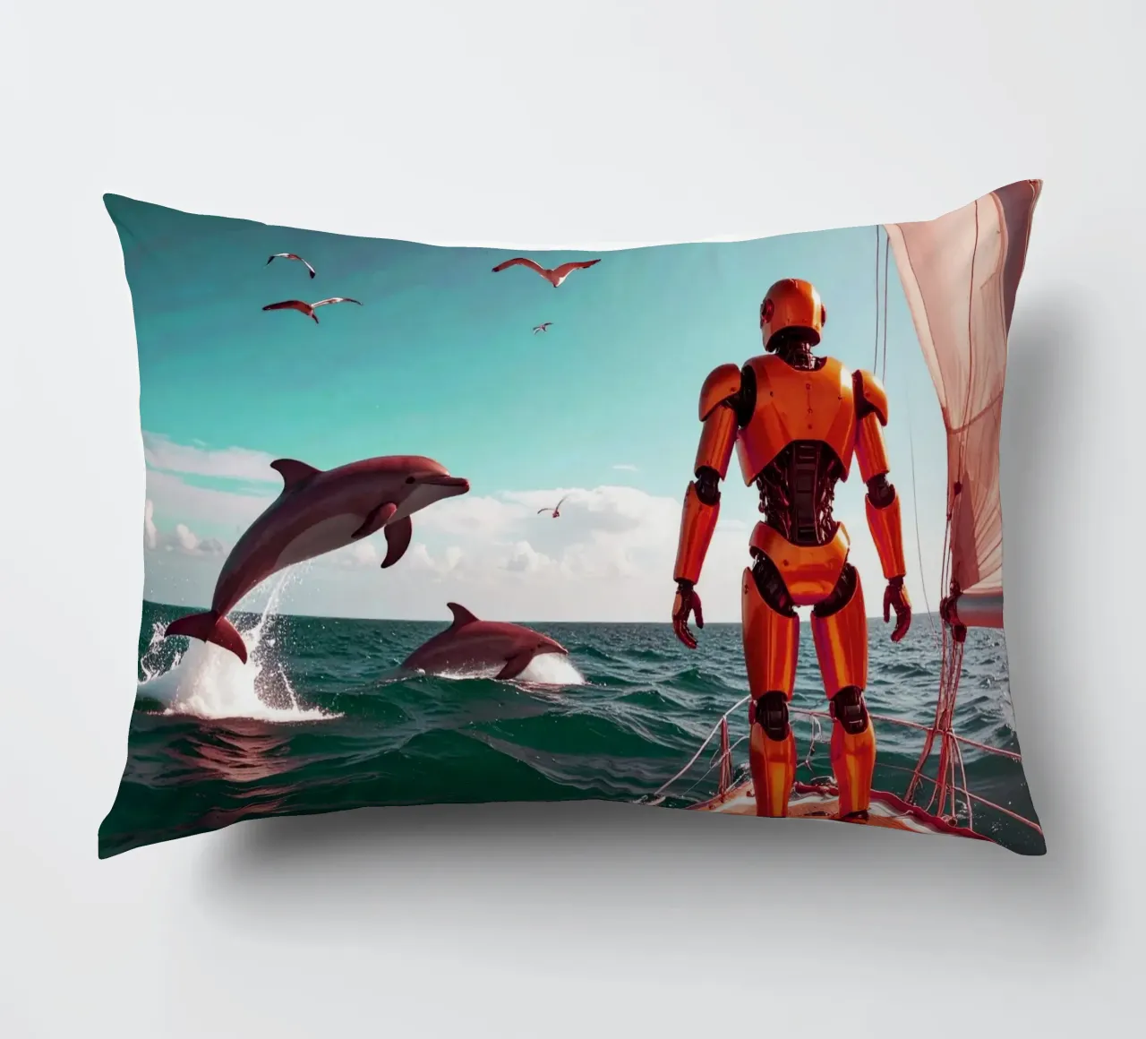 ROBOT SUR UN VOILIER. Eau verte cuscino da Thierry vobmann photography