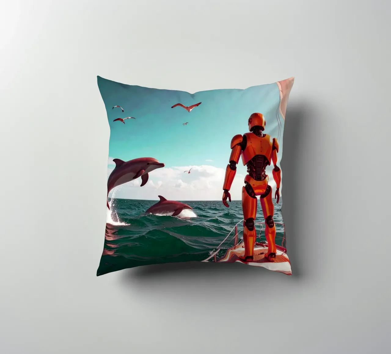 ROBOT SUR UN VOILIER. Eau verte cuscino da Thierry vobmann photography