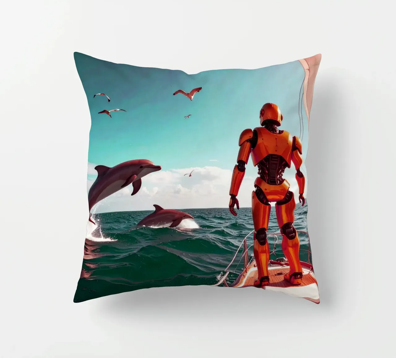 ROBOT SUR UN VOILIER. Eau verte cuscino da Thierry vobmann photography