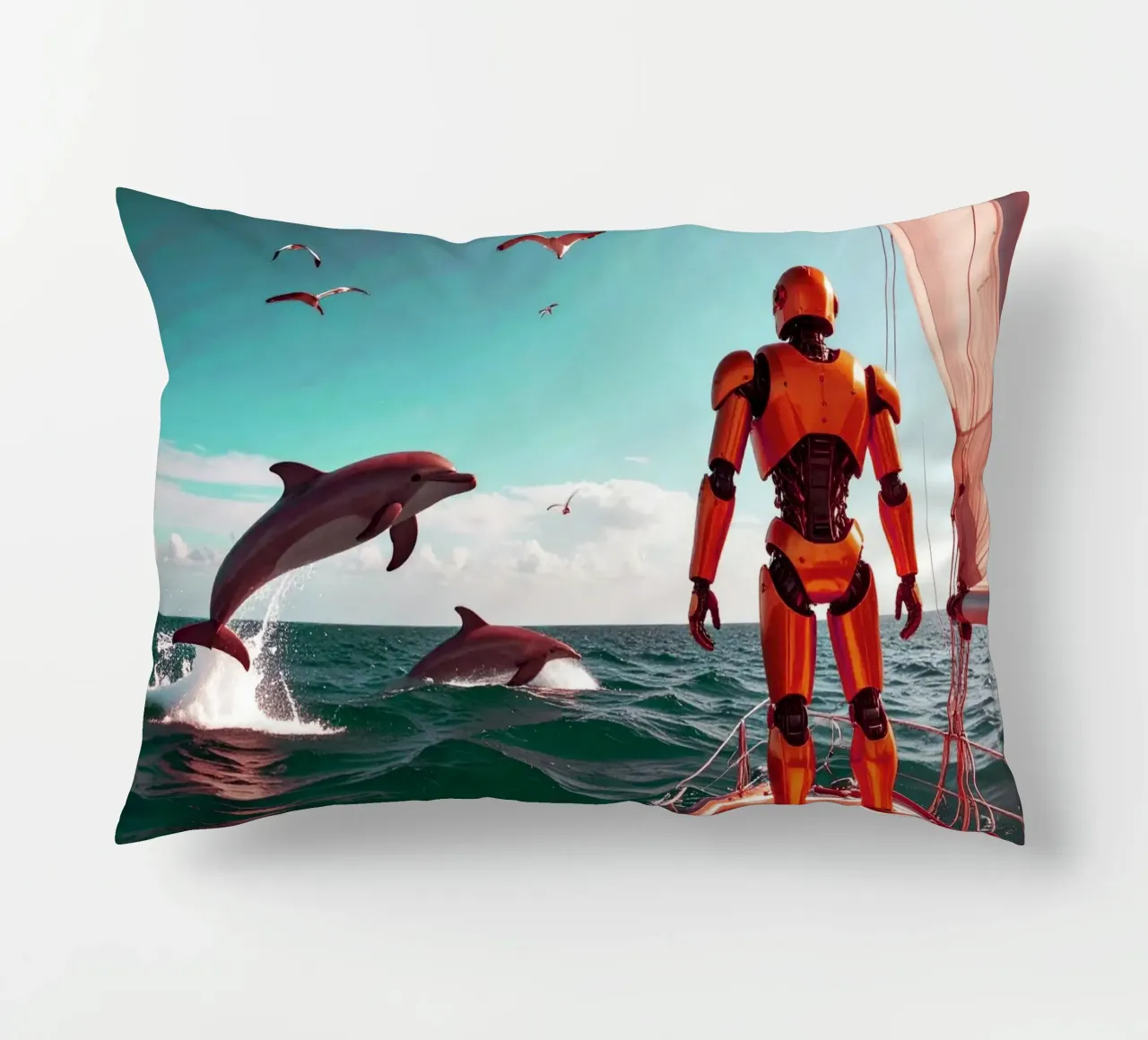 ROBOT SUR UN VOILIER. Eau verte cuscino da Thierry vobmann photography