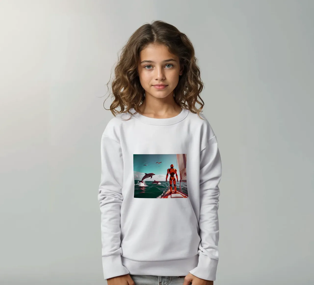 ROBOT SUR UN VOILIER. Eau verte sudadera para niño de Thierry vobmann photography