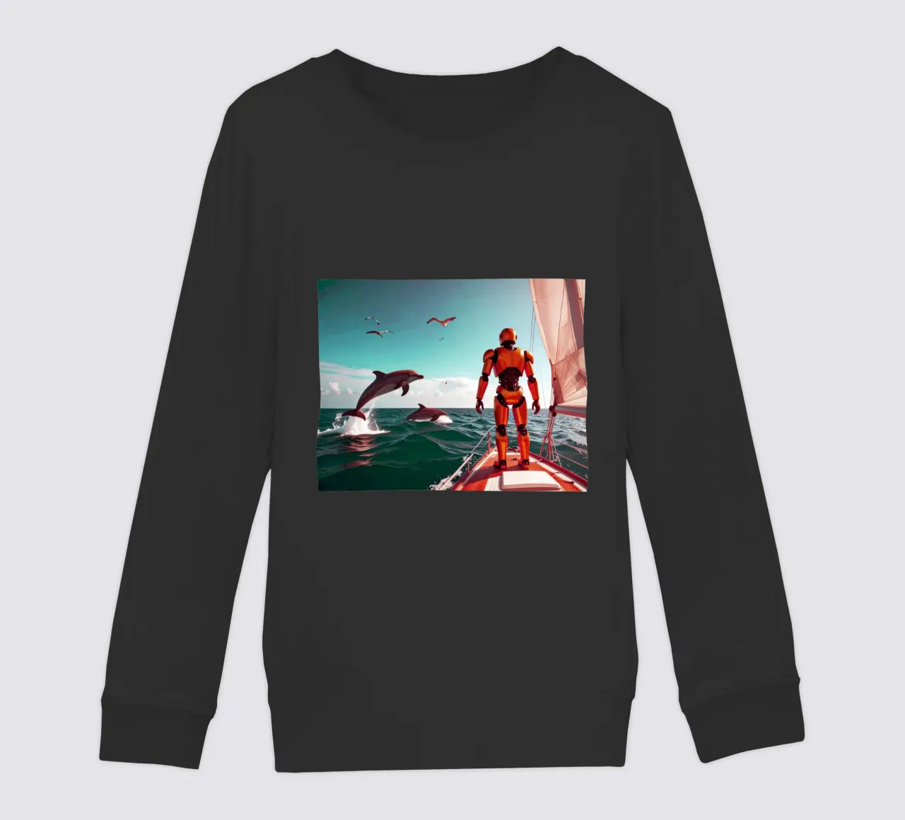 ROBOT SUR UN VOILIER. Eau verte felpa bambino da Thierry vobmann photography