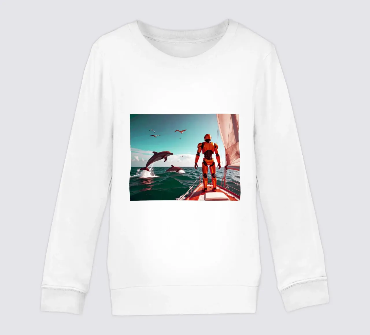 ROBOT SUR UN VOILIER. Eau verte sudadera para niño de Thierry vobmann photography