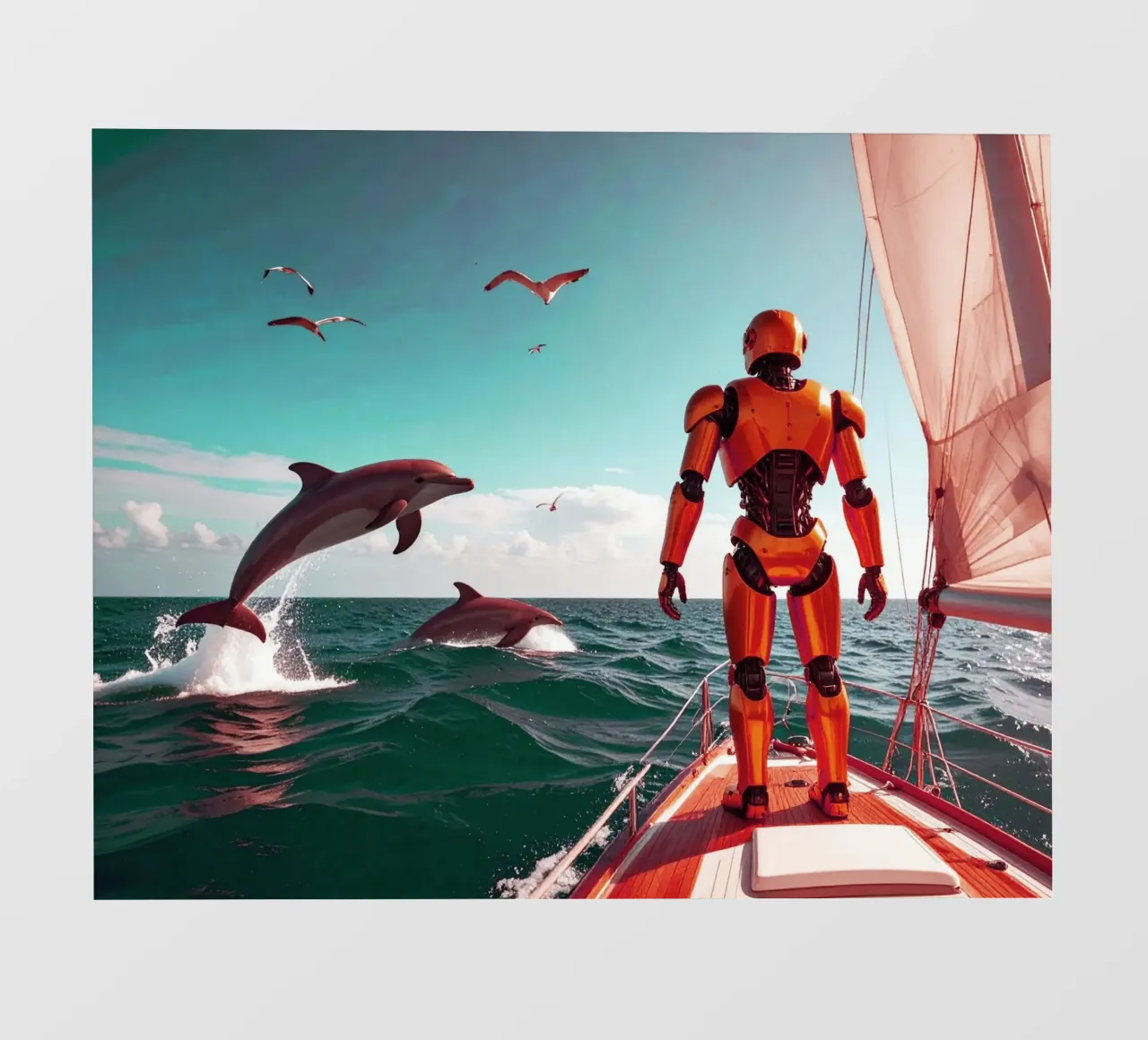 ROBOT SUR UN VOILIER. Eau verte telo in pvc da Thierry vobmann photography