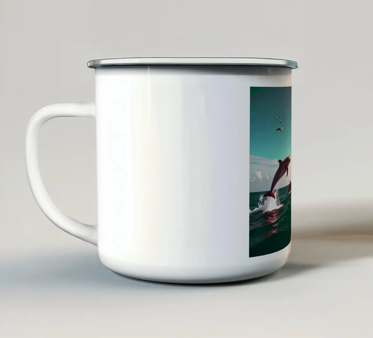 ROBOT SUR UN VOILIER. Eau verte emaille mok van Thierry vobmann photography