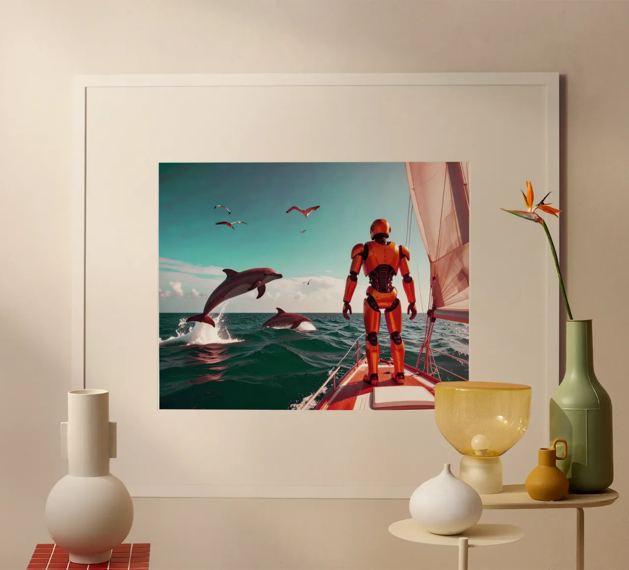 ROBOT SUR UN VOILIER. Eau verte carta hahnemühle da Thierry vobmann photography