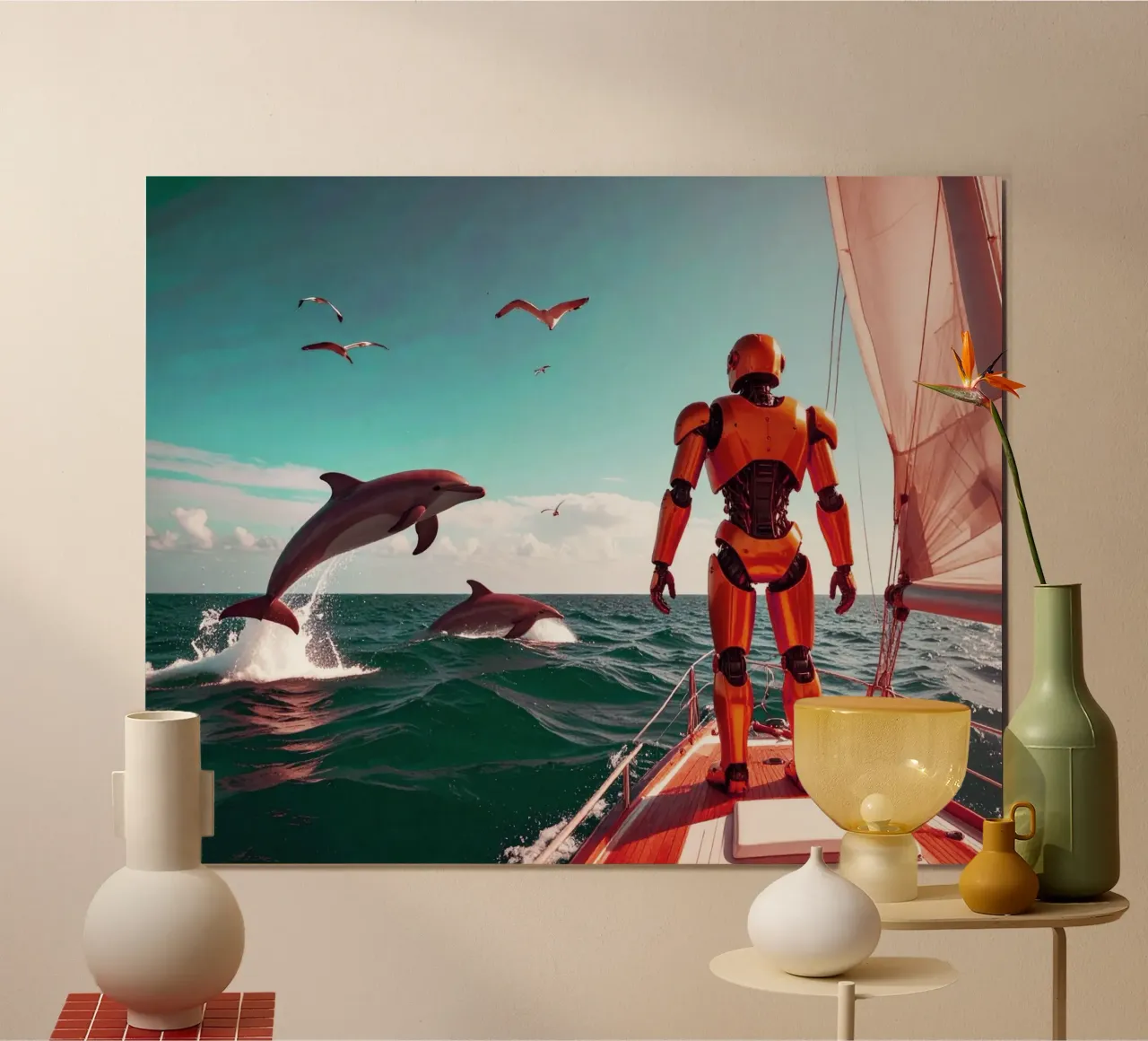 ROBOT SUR UN VOILIER. Eau verte hahnemühle de Thierry vobmann photography