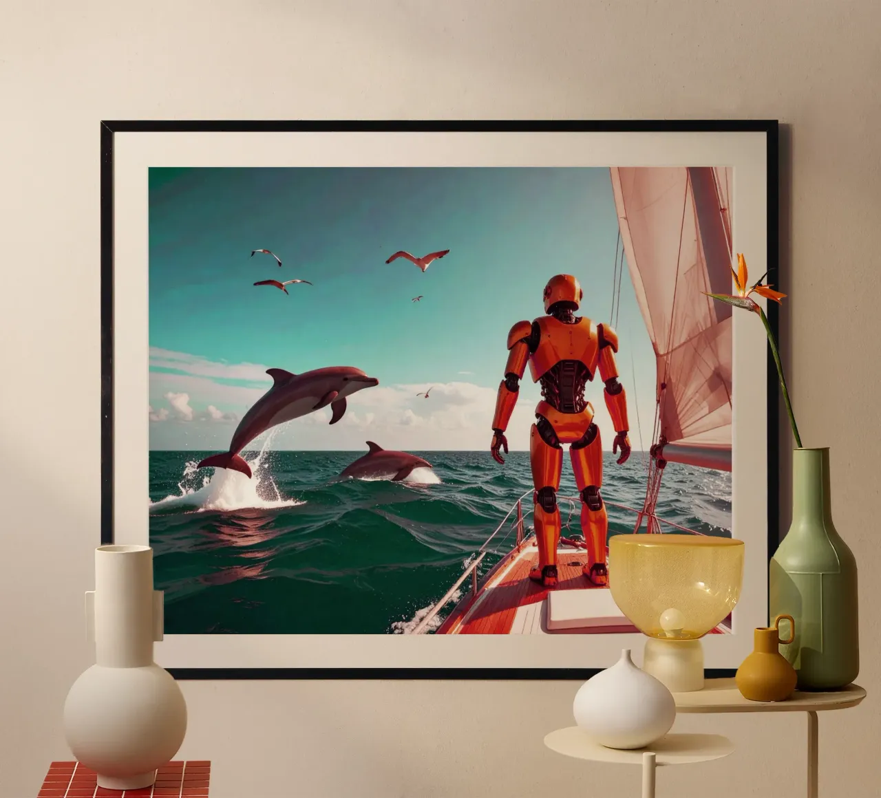 ROBOT SUR UN VOILIER. Eau verte carta hahnemühle da Thierry vobmann photography