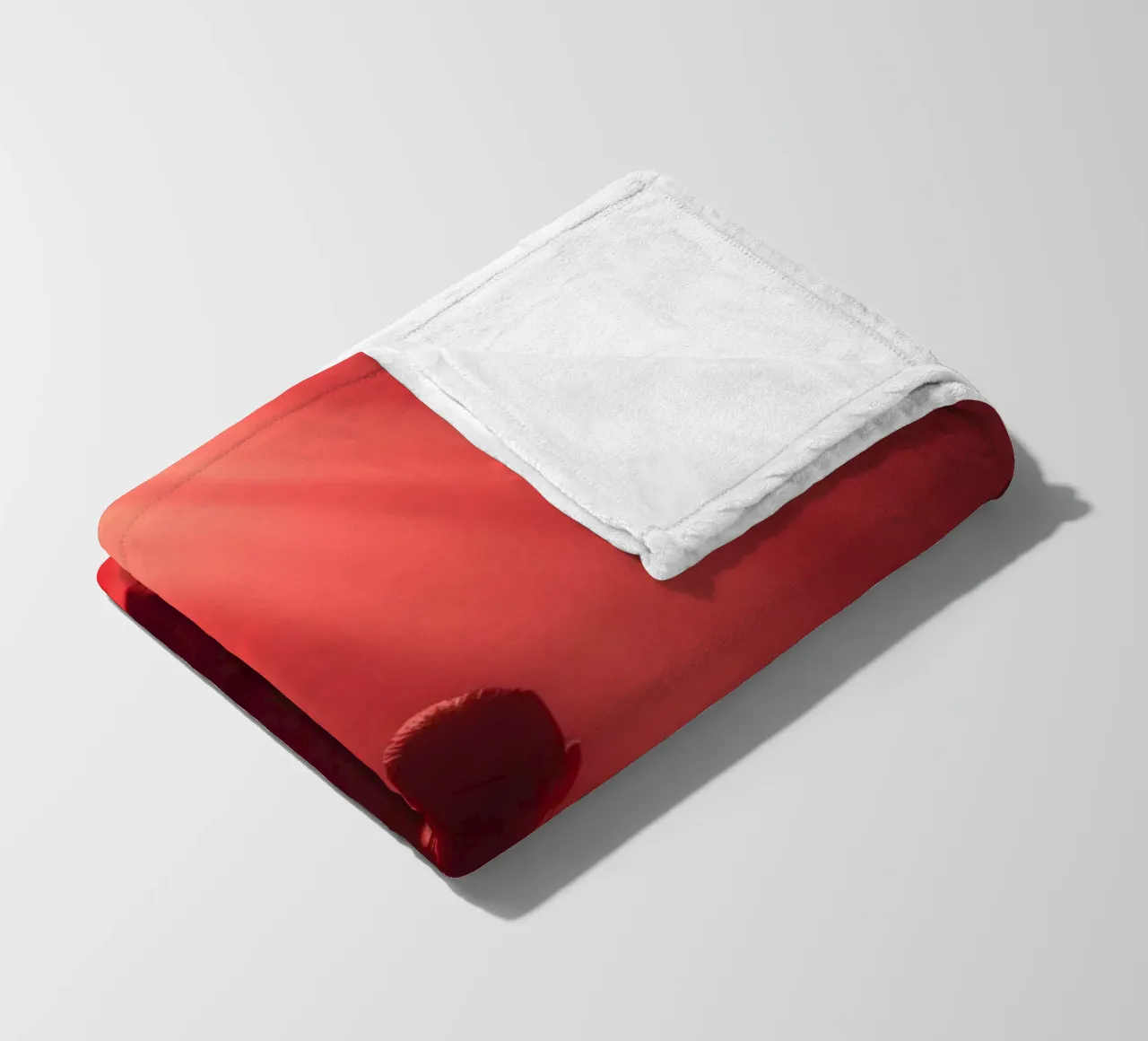 Captivating red light envelops a man sitting on a box in fog fleece blanket by DesignDoodle