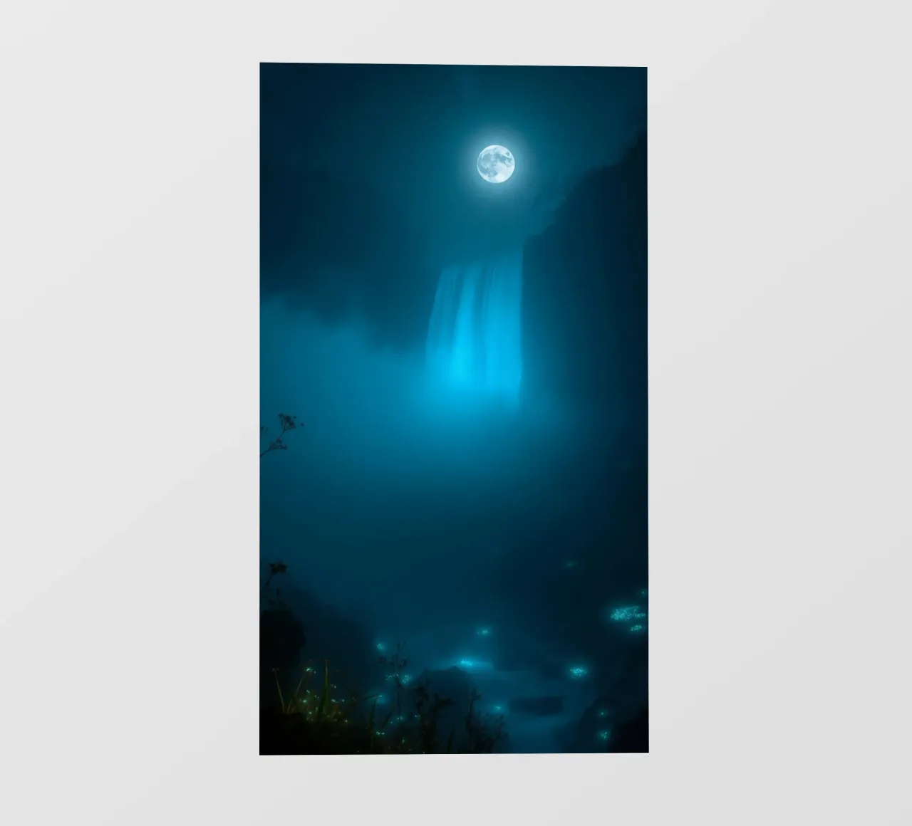 La bellezza di una cascata al chiaro di luna in una notte stellata telo in pvc da DesignDoodle