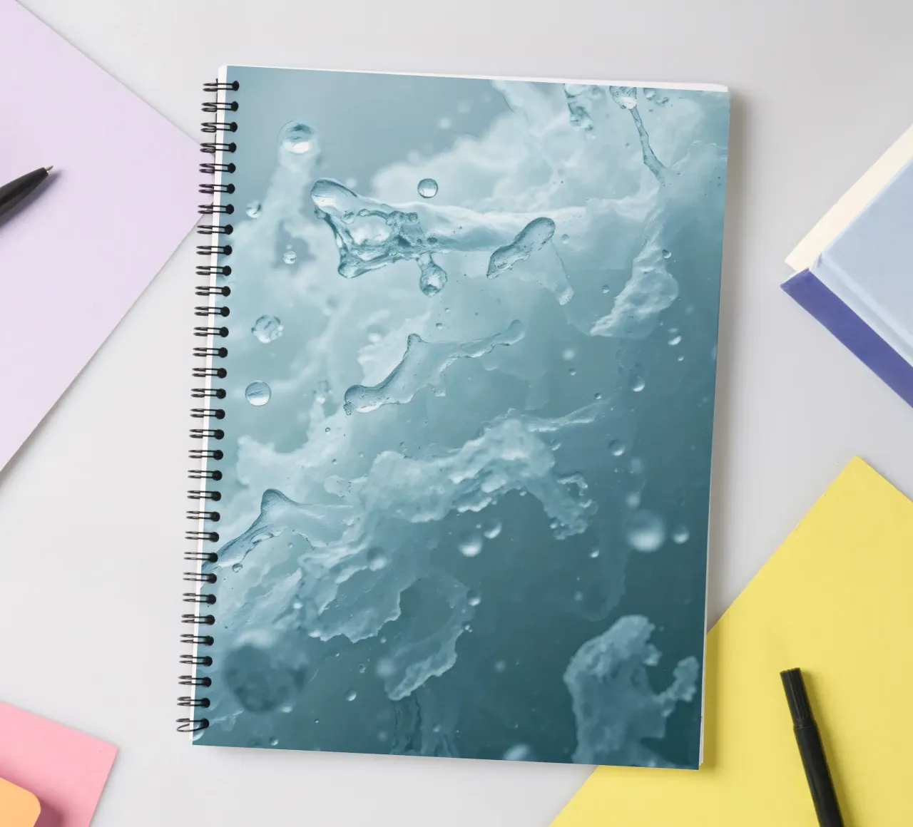 Abstract wave patterns creating a soothing atmosphere spiral notebook by DesignDoodle