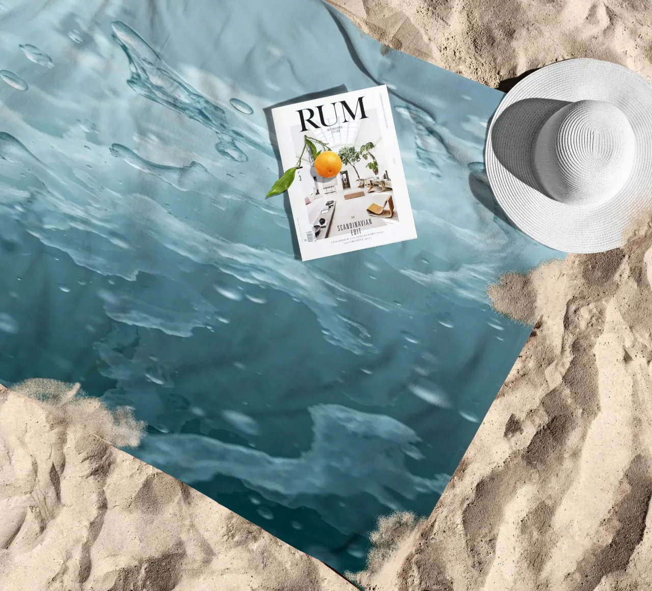 Abstract wave patterns creating a soothing atmosphere beach towel by DesignDoodle